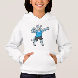Wolf als Bodybuilder mit großen Oberarmen Hoodie