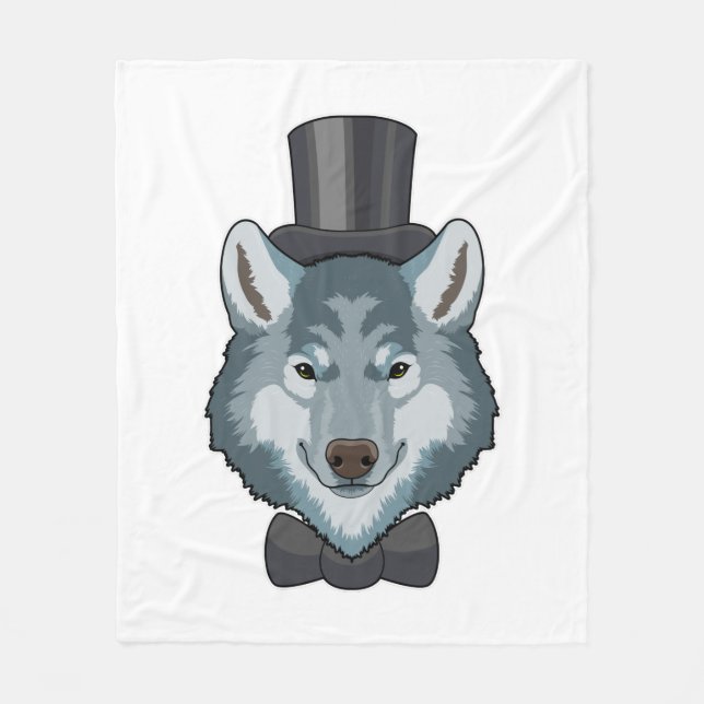 Wolf als Bräutigam mit Bogen Fleecedecke (Vorderseite)