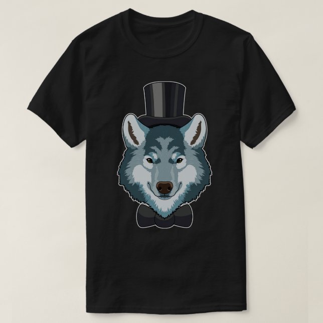 Wolf als Groom mit Bow T-Shirt (Design vorne)