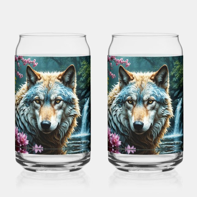 Wolf am Fluss Dosenglas (Vorderseite)