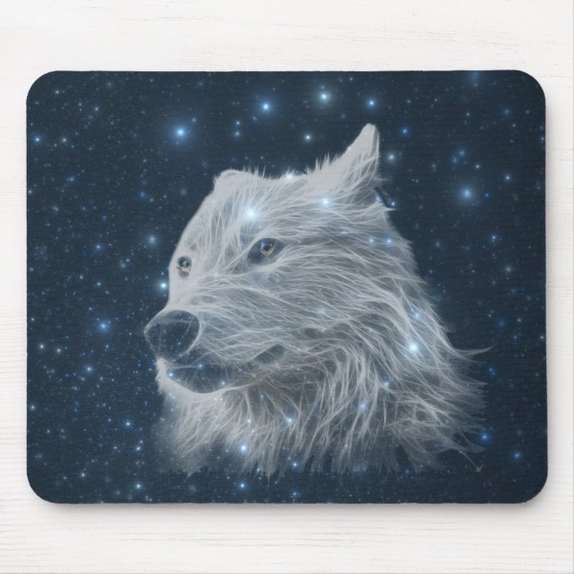 Wolf am Sternenhimmel Mousepad (Vorne)
