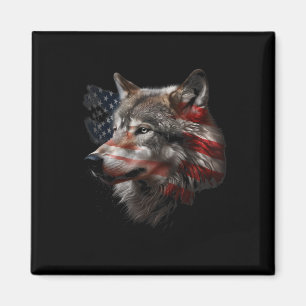 Wolf American Flag Usa Patriotic Wolf Lover Women Magnet