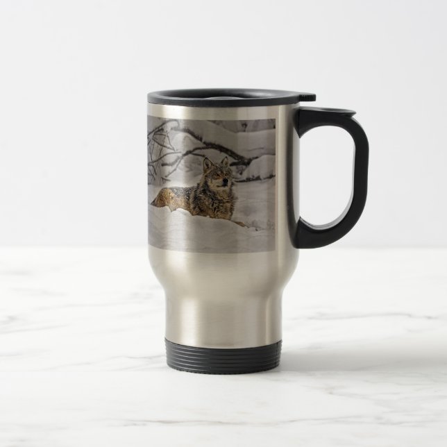 Wolf-amerikanische grauer Wolf-Reise-Tasse Reisebecher (Rechts)