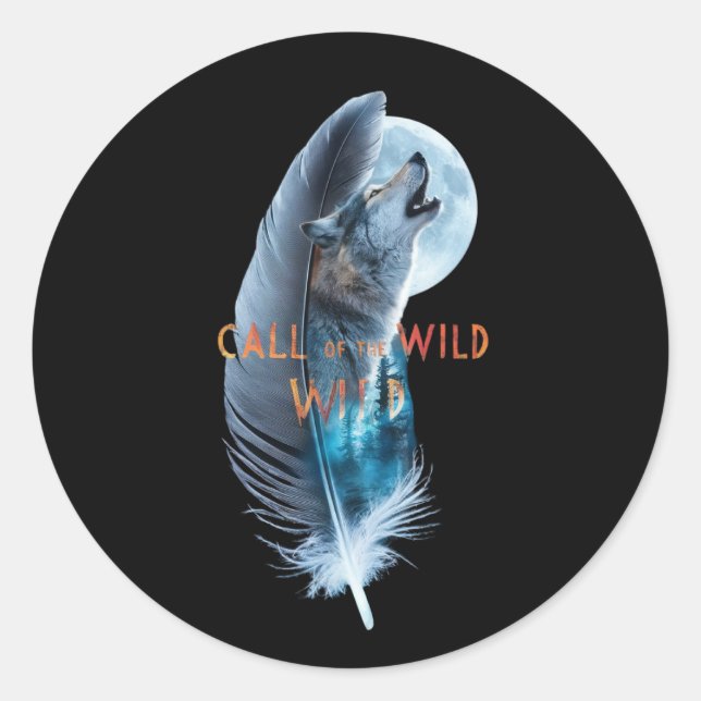 Wolf an der Spitze heulend auf den Mond (2) Runder Aufkleber (Vorderseite)