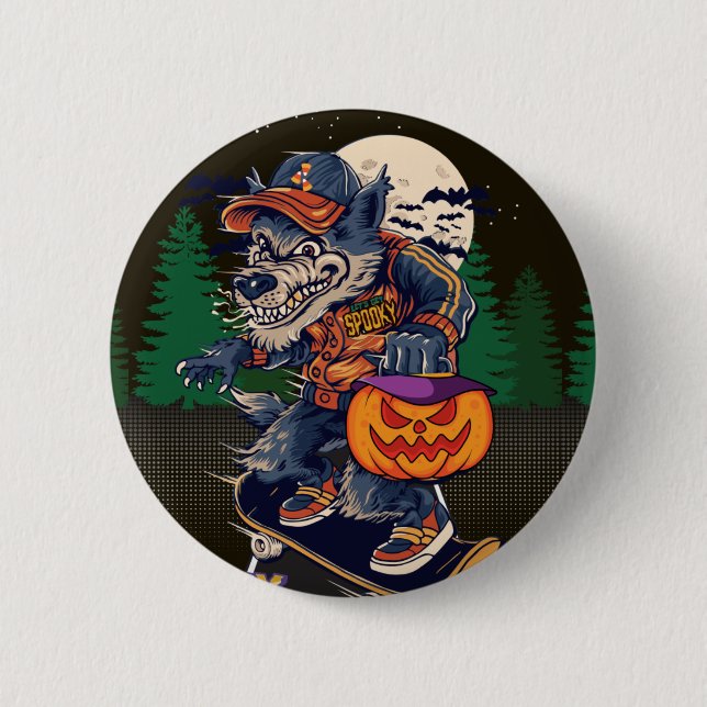 WOLF AN HALLOWEEN-KNOPF BUTTON (Vorderseite)