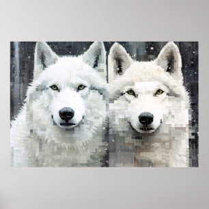 Wolf Animal Art Decor Paint Mosaic Poster