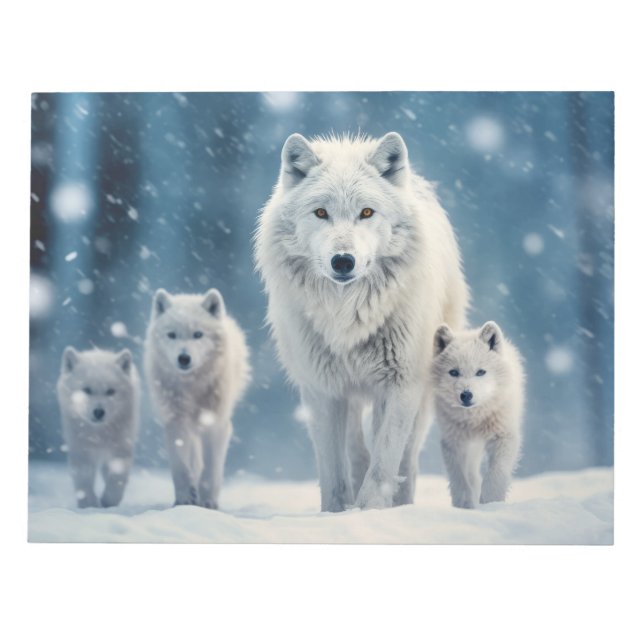 Wolf Animal Family Wandering Nature Out Notizblock (Vorderseite)