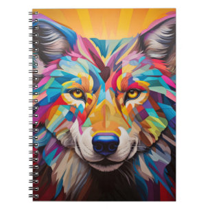Wolf Animal Portrait Farbige Malerei Notizblock