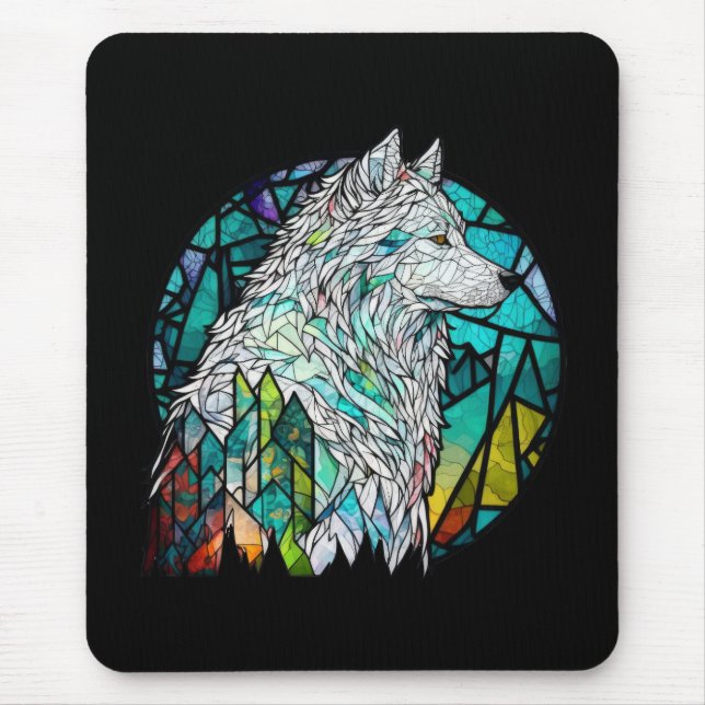 Wolf Animal Portrait Gestaltete Glass Wildlife For Mousepad (Vorne)