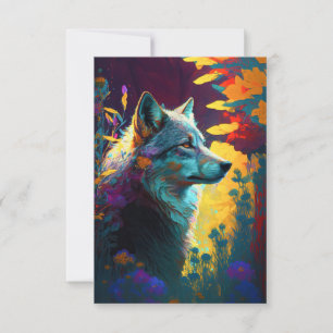 Wolf Animal Portrait Painting Wildlife Outdoor Dankeskarte