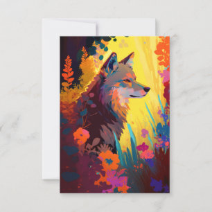 Wolf Animal Portrait Painting Wildlife Outdoor Dankeskarte