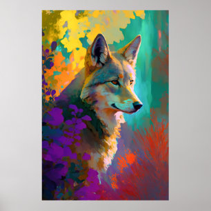 Wolf Animal Portrait Painting Wildlife Outdoor Poster