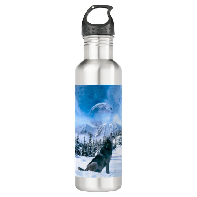 Wolf-Anruf Trinkflasche (Vorderseite)