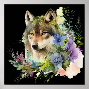 WOLF Aquarell Poster