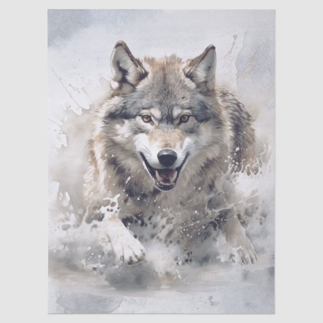 Wolf Aquarell Seidenpapier (Vorderseite)