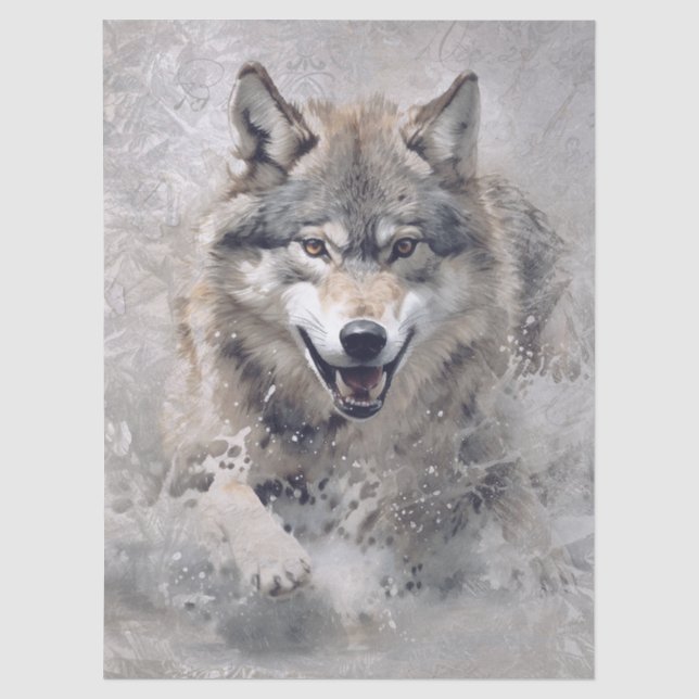 Wolf-Aquarell Seidenpapier (Vorderseite)