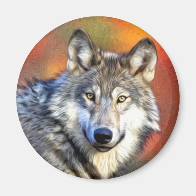 Wolf Art Painting Magnet (Vorne)