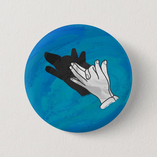Wolf auf Blau Button (Vorderseite)