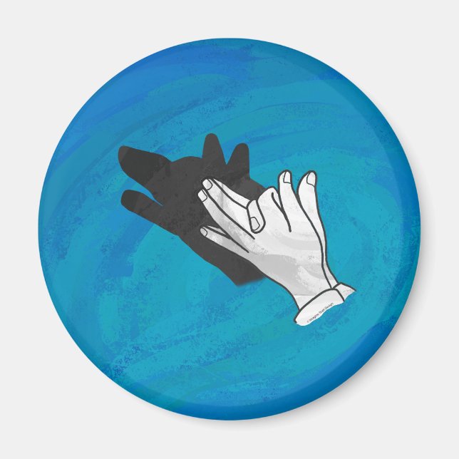 Wolf auf Blau Magnet (Vorne)