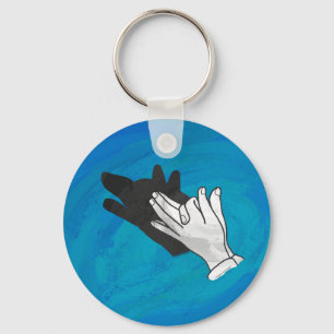 Wolf auf Blau Schlüsselanhänger