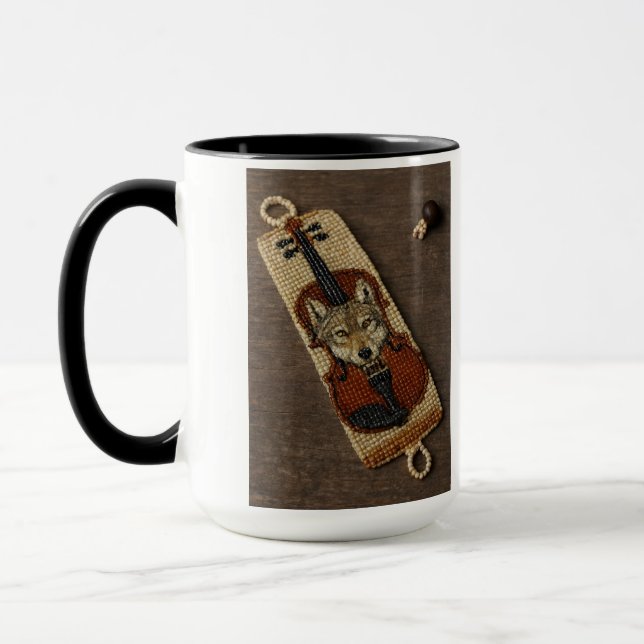 Wolf auf einer Violinblende Tasse (Links)