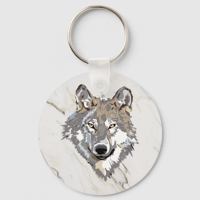 Wolf auf marbled schlüsselanhänger (Vorderseite)