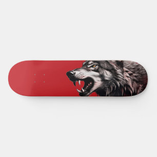 Wolf auf Red Skateboard