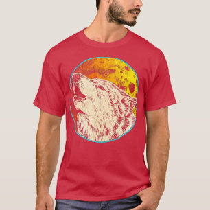 Wolf auf Vollmond T-Shirt