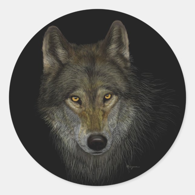 Wolf-Aufkleber Runder Aufkleber (Vorderseite)