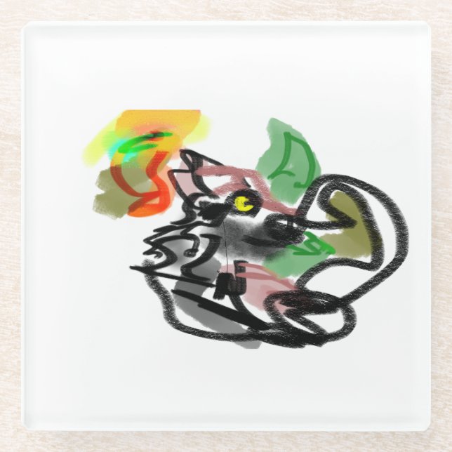 Wolf autumn runner  glasuntersetzer (Vorderseite)