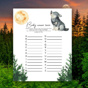 Wolf Baby Shower - Baby-Namen-Rennen Spiel