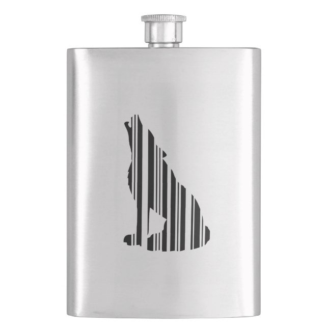 WOLF BAR CODE Howl Barcode Muster Design Flachmann (Vorderseite)