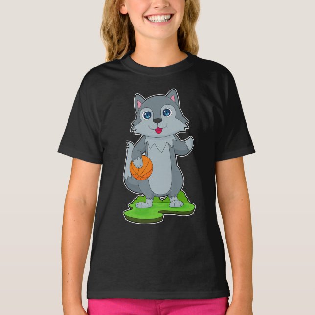 Wolf Basketball-Spieler Basketball T-Shirt (Vorderseite)