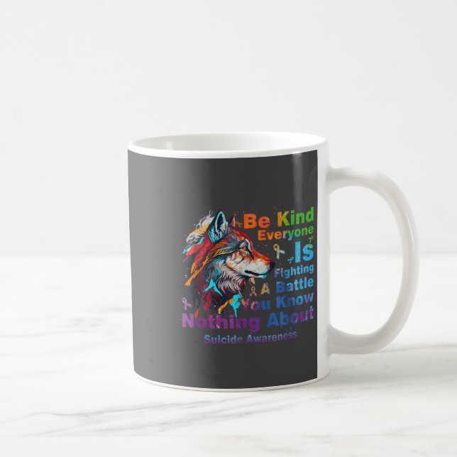 Wolf Be Kind Suicide Awareness Mental Health Suprt Kaffeetasse (Rechts)