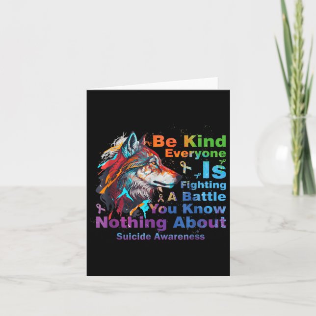 Wolf Be Kind Suicide Awareness Mental Health Suprt Karte (Vorderseite)