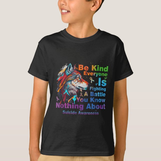 Wolf Be Kind Suicide Awareness Mental Health Suprt T-Shirt (Vorderseite)