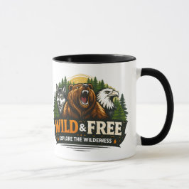 Wolf Bear Eagle Wilderness Adventure Graphic Tee Tasse