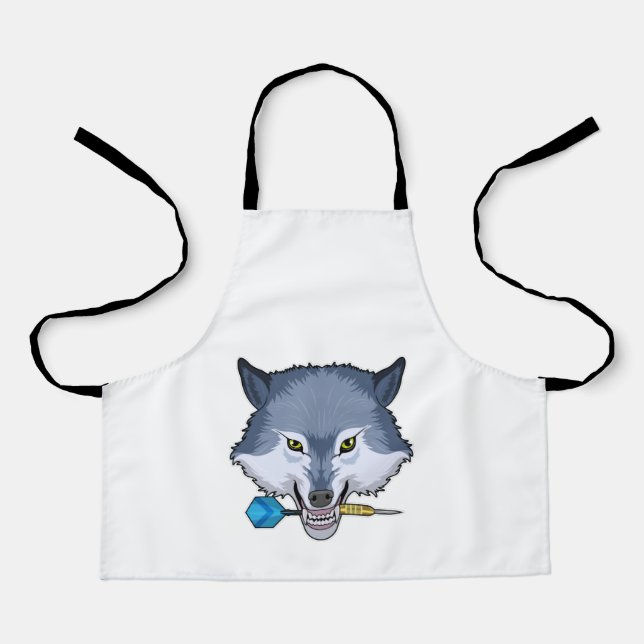 Wolf bei Darts mit Dart Schürze (Vorderseite)