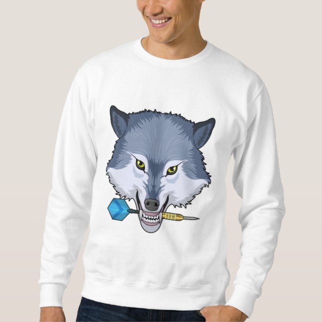 Wolf bei Darts mit Dart Sweatshirt (Vorderseite)