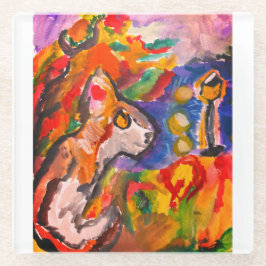 Wolf bei Nacht Glasuntersetzer