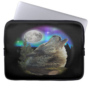 Wolf bei Nachtart Laptopschutzhülle