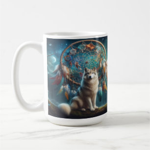 Wolf bewacht einen riesigen Traumfänger Kaffeetasse