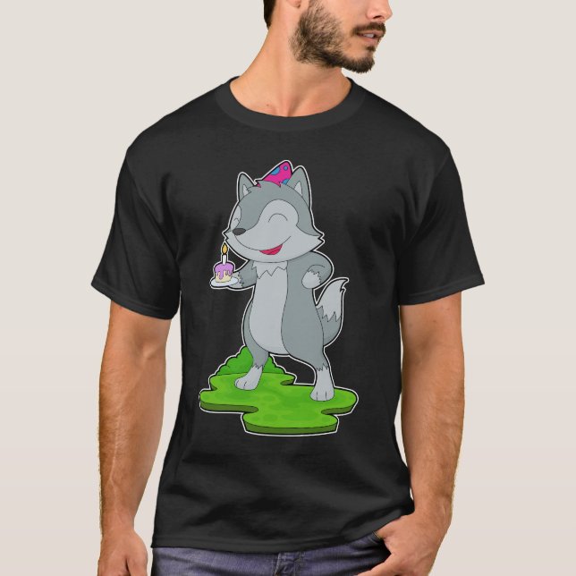 Wolf Birthday Cake T-Shirt (Vorderseite)