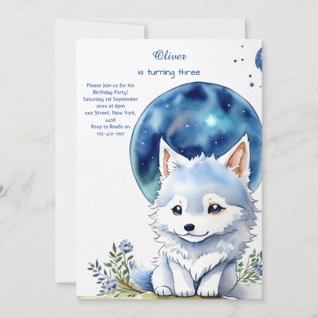 Wolf Birthday Einladung (Vorderseite)