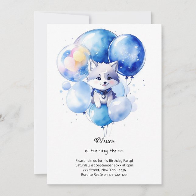 Wolf Birthday Einladung (Vorderseite)