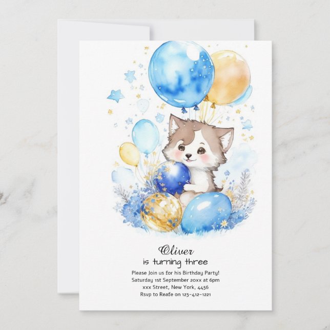 Wolf Birthday Einladung (Vorderseite)