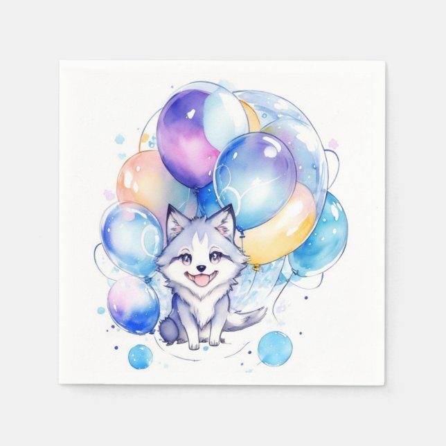 Wolf Birthday Serviette (Vorderseite)