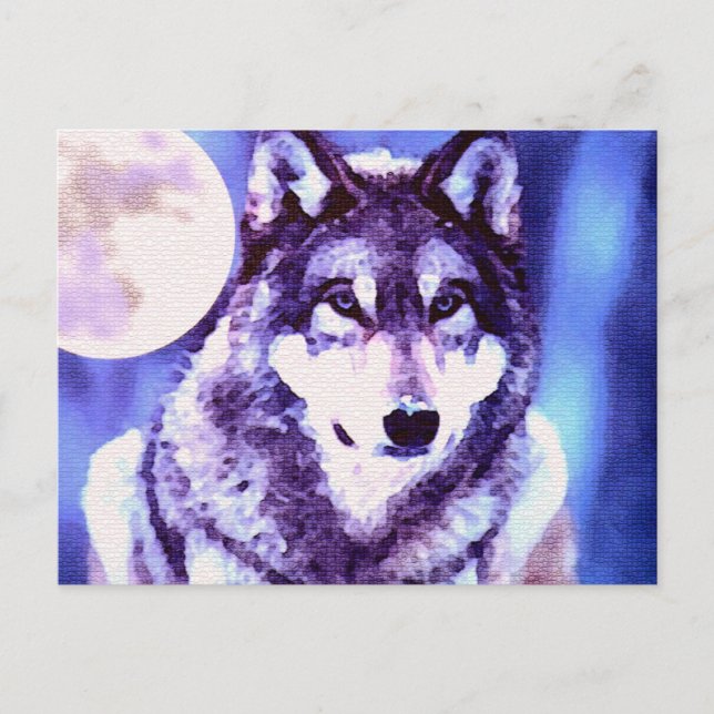 Wolf Blick - Einsamer Wolf Postkarte (Vorderseite)