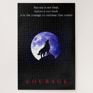 Wolf Blue Night Motivierend Courage