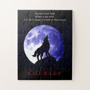 Wolf Blue Night Motivierend Courage